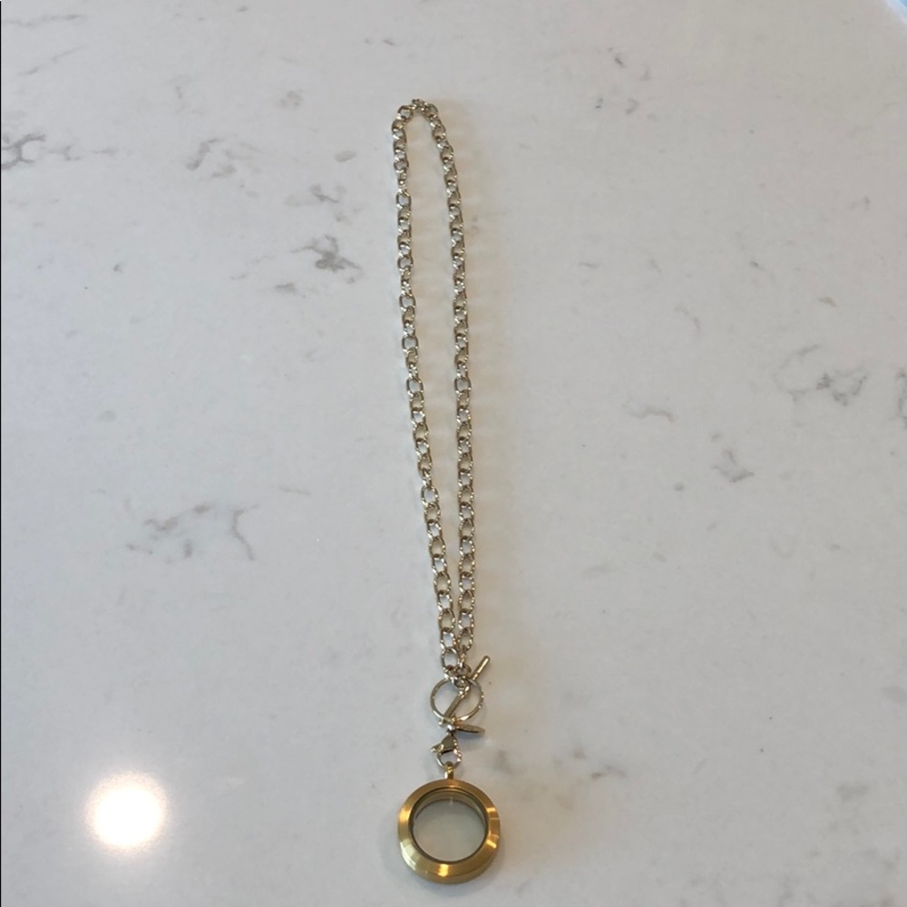 Origami Owl gold locket necklace